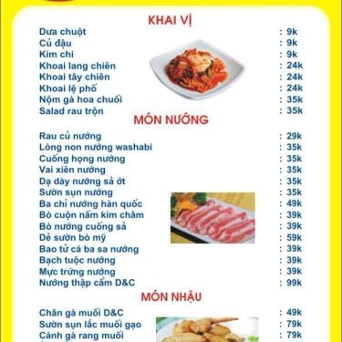 Thực đơn- Quán Ăn Lẩu Nướng D&C - Tô Hiệu