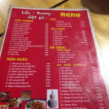 Thực đơn- Quán Ăn Lẩu & Nướng Gật Gù - Nguyễn Khánh Toàn