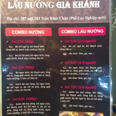 Thực đơn- Quán Ăn Lẩu Nướng Gia Khánh