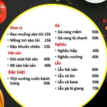 Thực đơn- Quán Ăn Lẩu & Nướng - Lương Nhữ Hộc