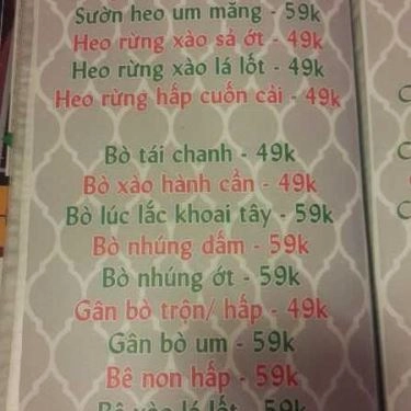 Thực đơn- Quán Ăn Meo Meo Beer Garden