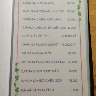 Thực đơn- Quán Ăn Lẩu & Nướng Ngói - Tây Thạnh