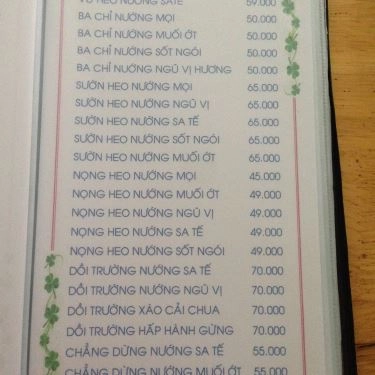 Thực đơn- Quán Ăn Lẩu & Nướng Ngói - Tây Thạnh