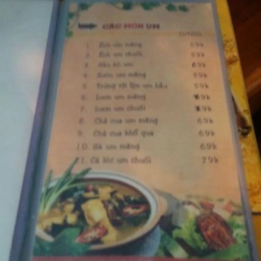Thực đơn- Quán Ăn Lẩu & Nướng Quạt Mo