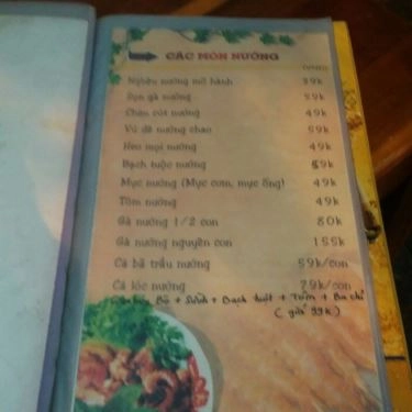 Thực đơn- Quán Ăn Lẩu & Nướng Quạt Mo
