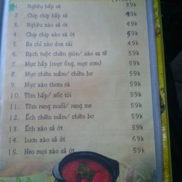 Thực đơn- Quán Ăn Lẩu & Nướng Quạt Mo