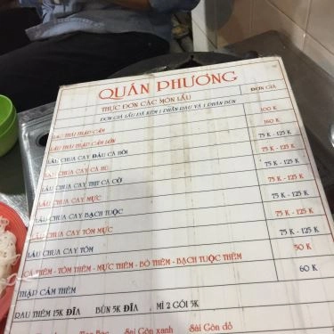Thực đơn- Quán Ăn Lẩu Phương