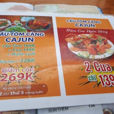 Thực đơn- Nhà Hàng Lẩu Tôm Càng Cajun