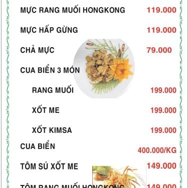 Thực đơn- Quán Ăn Lẩu Xanh Quán - Hải Sản Tươi Sống