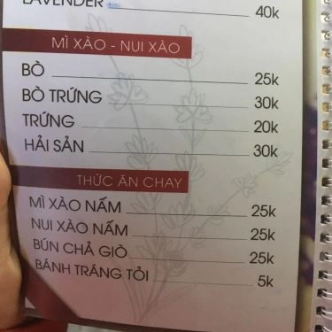 Thực đơn- Quán Ăn Lavender - Mì Cay & Trà Sữa