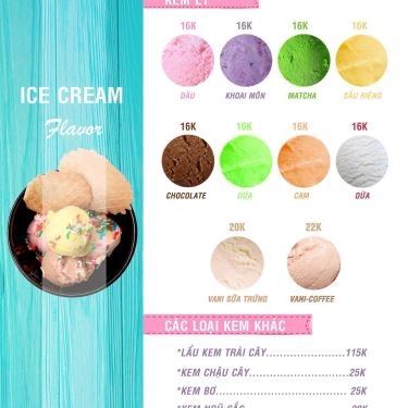 Thực đơn- Quán Ăn Leng Keng Cà Rem - Kem & Ăn Vặt