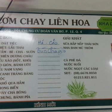 Thực đơn- Quán Ăn Cơm Chay Liên Hoa - Đoàn Văn Bơ