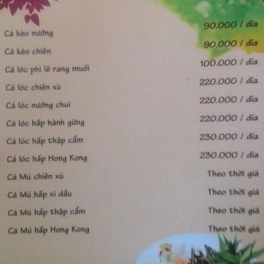 Thực đơn- Quán Ăn Linh Cá Kèo - Pasteur