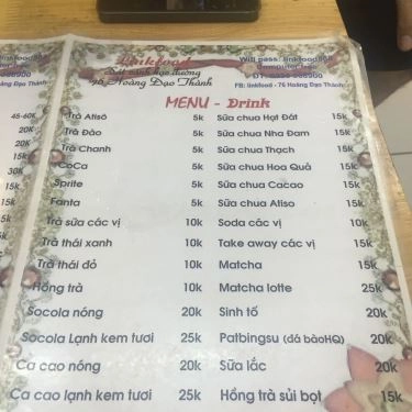Thực đơn- Quán Ăn Link Food - Hoàng Đạo Thành
