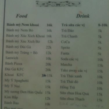 Thực đơn- Quán Ăn Link Food - Hoàng Đạo Thành
