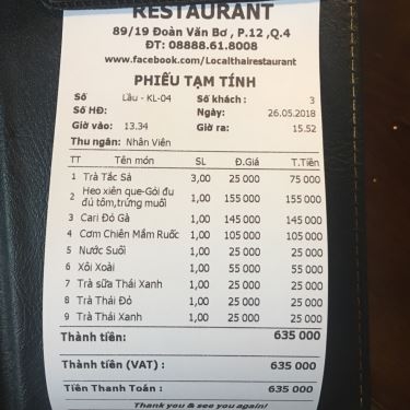 Tổng hợp- Local Thai Restaurant - Nhà Hàng Thái