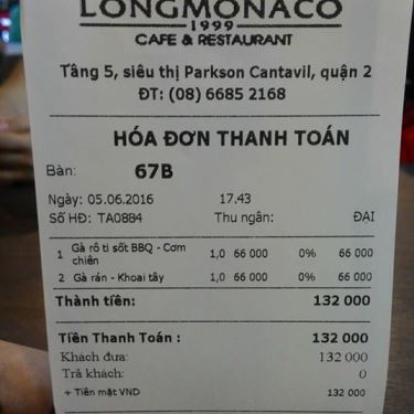 Thực đơn- Nhà Hàng Long Monaco - Cafe & Restaurant