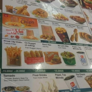Thực đơn- Quán Ăn Lotteria - Đỗ Xuân Hợp