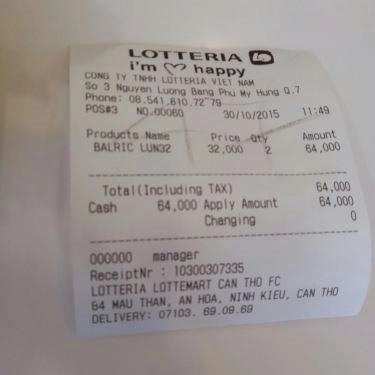 Tổng hợp- Nhà Hàng Lotteria - Lotte Mart Mậu Thân