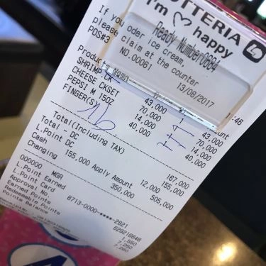 Thực đơn- Quán Ăn Lotteria - Parkson Cantavil