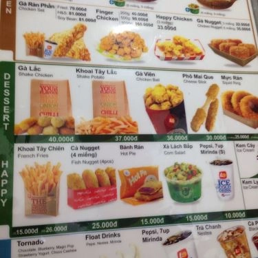 Thực đơn- Quán Ăn Lotteria - Trần Đại Nghĩa