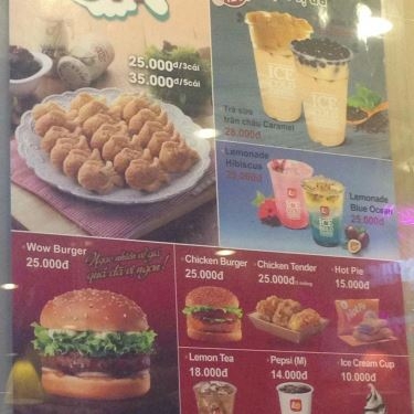 Thực đơn- Nhà Hàng Lotteria - Võ Văn Ngân