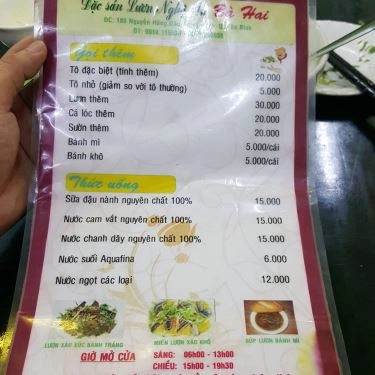 Thực đơn- Quán Ăn Lươn Nghệ An Bà Hai
