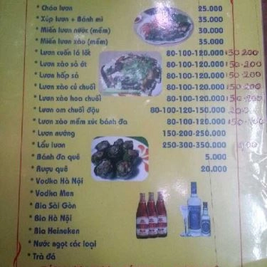 Thực đơn- Quán Ăn Lươn Quán - Hoàng Ngọc Phách