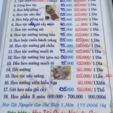 Thực đơn- Quán Ăn Lương Gia Quán - Heo Tộc