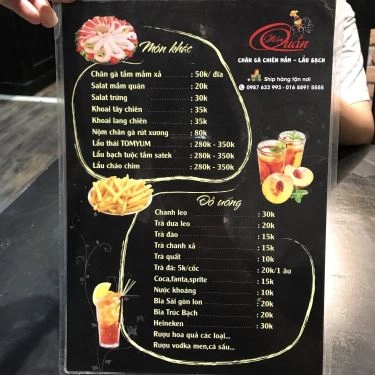 Thực đơn- Quán Ăn Mắm Quán - Chân Gà Chiên Mắm & Lẩu Sạch