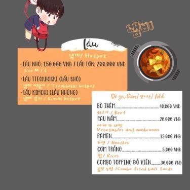 Thực đơn- Quán Ăn Masisseoyo Korean Foods