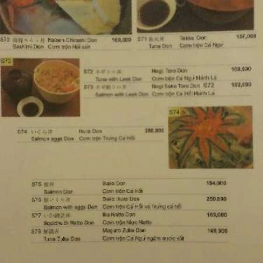 Thực đơn- Nhà Hàng Mặt Trời Mọc - Ẩm Thực Nhật Bản