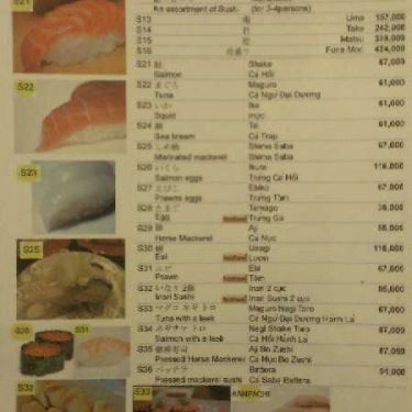 Thực đơn- Nhà Hàng Mặt Trời Mọc - Ẩm Thực Nhật Bản