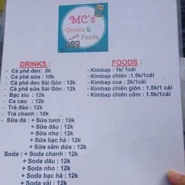 Thực đơn- Quán Ăn MC's Drinks & Food
