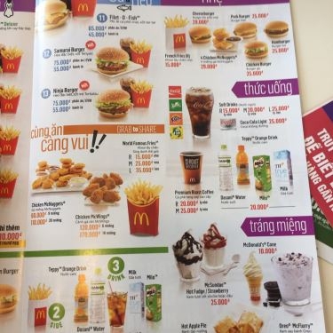 Thực đơn- Nhà Hàng McDonald's - Satra Phạm Hùng