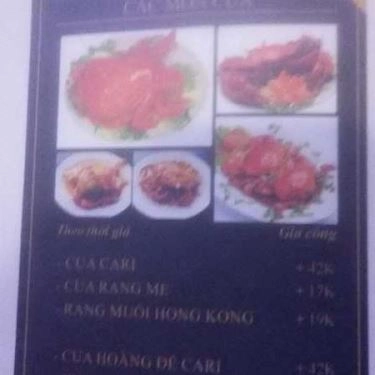 Thực đơn- Quán Ăn Hải Sản MCV - Phan Chu Trinh