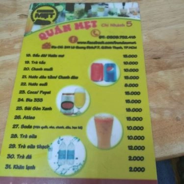 Thực đơn- Quán Ăn Mẹt - Bún Đậu Mắm Tôm - Lê Quang Định