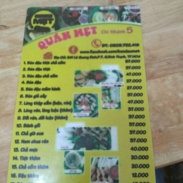 Thực đơn- Quán Ăn Mẹt - Bún Đậu Mắm Tôm - Lê Quang Định