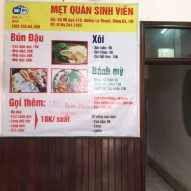 Thực đơn- Quán Ăn Mẹt Quán Sinh Viên