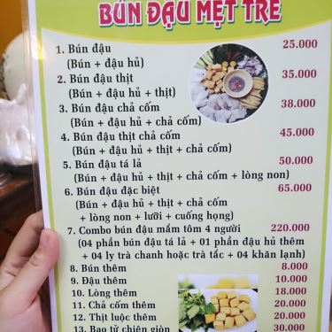 Thực đơn- Quán Ăn Mẹt Tre - Bún Đậu Mắm Tôm - Hoàng Diệu