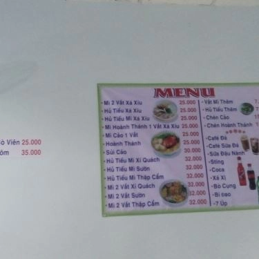 Thực đơn- Quán Ăn A Chảy - Mì, Hủ Tiếu & Cafe