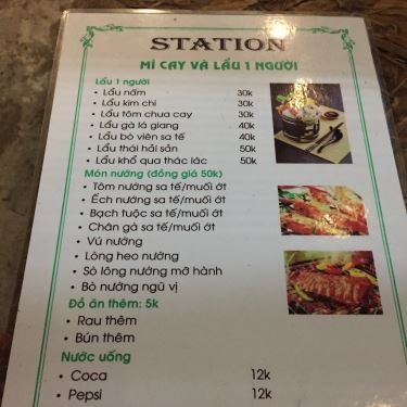 Thực đơn- Quán Ăn Station - Mì Cay & Lẩu