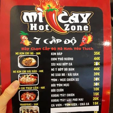 Thực đơn- Quán Ăn Mì Cay Hot Zone