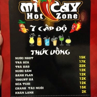 Thực đơn- Quán Ăn Mì Cay Hot Zone