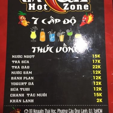 Thực đơn- Quán Ăn Mì Cay Hot Zone