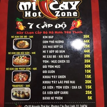 Thực đơn- Quán Ăn Mì Cay Hot Zone