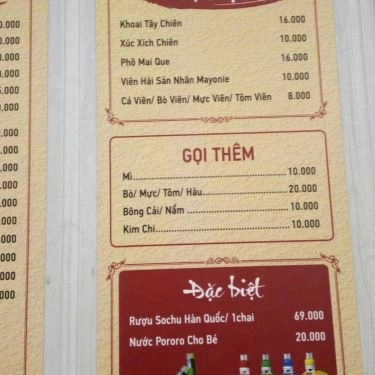 Thực đơn- Quán Ăn Mì Cay Lutupu - Lê Trọng Tấn