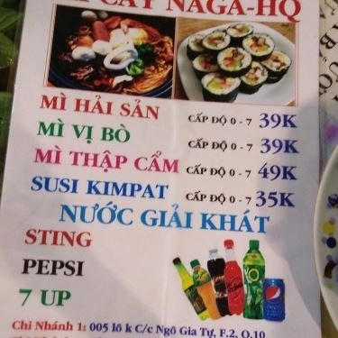 Thực đơn- Quán Ăn Mì Cay NAGA - Lê Trọng Tấn