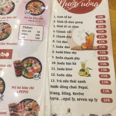 Thực đơn- Quán Ăn Mì Cay Nagami