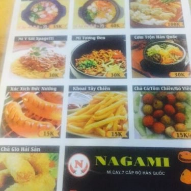 Thực đơn- Quán Ăn Mì Cay Nagami